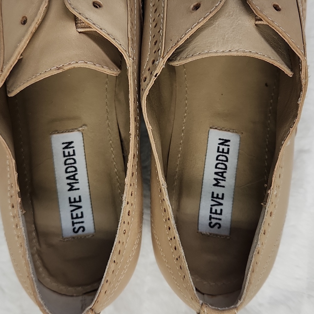 Steve Madden "Trouser" Oxford Laceless Shoes Tan Size 7 - Picture 7 of 8